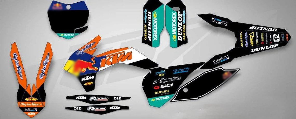 Rd Bull design for motorcycle Kawasaki Yamaha KTM Honda Husqvarna Suzuki Husaberg Loncin, motocross custom vinyl decal graphic kit