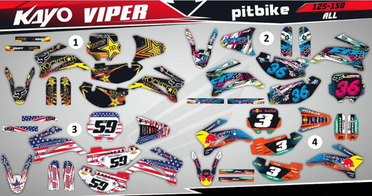 Motorcycle Pitbike Geon Kayo Viper X-Pit X-ride BSE Forte custom vinyl decal, Dirt bike protective stickers for motocross