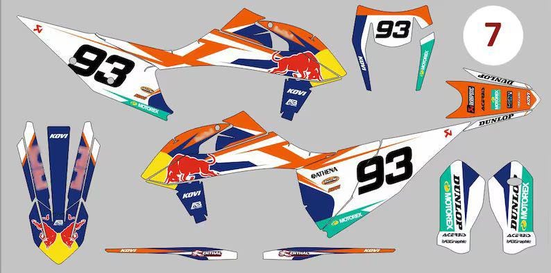 Rd Bull design for motorcycle Kawasaki Yamaha KTM Honda Husqvarna Suzuki Husaberg Loncin, motocross custom vinyl decal graphic kit