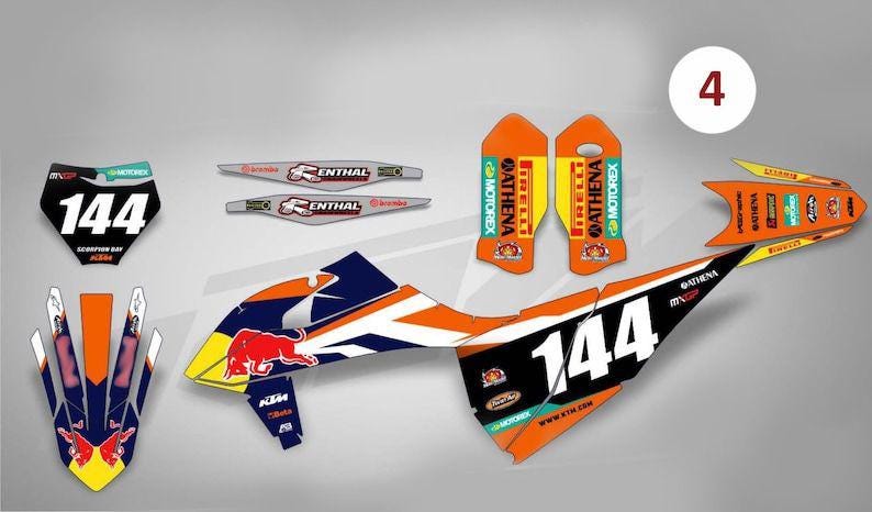 Rd Bull design for motorcycle Kawasaki Yamaha KTM Honda Husqvarna Suzuki Husaberg Loncin, motocross custom vinyl decal graphic kit